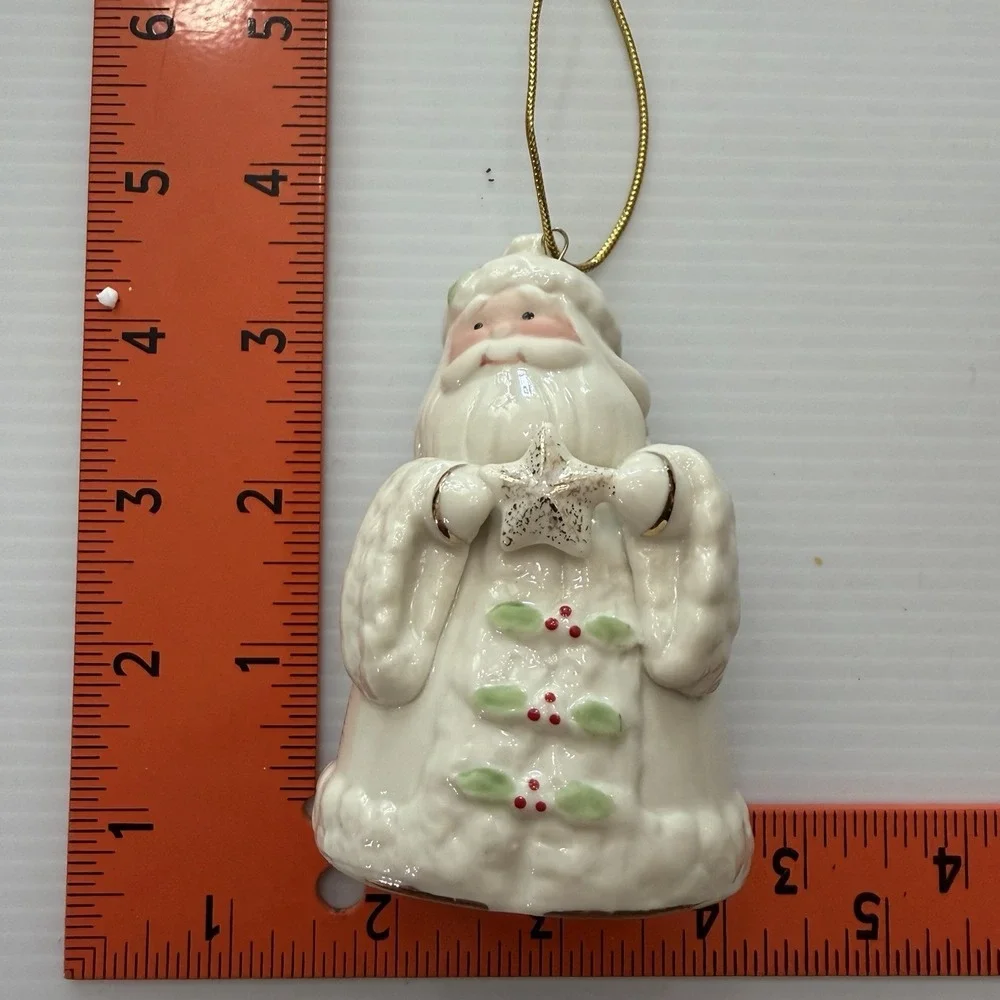 Vintage Lenox Porcelain Santa Ornament Holding Star White Robe